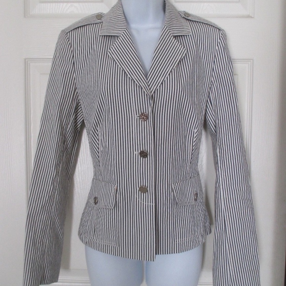 Tory Burch Jackets & Blazers - Tory Burch Grey and White Striped Blazer